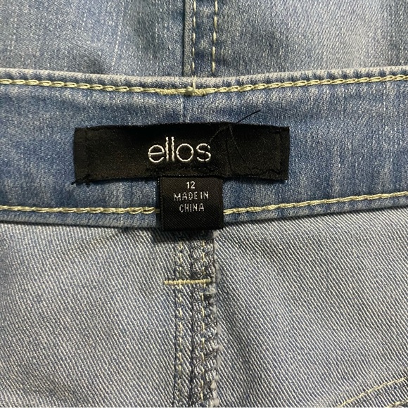 Ellos Light Wash Button Fly Cut Off Denim Jean Stretch Skirt - Picture 4 of 5